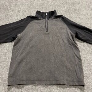 Vintage GAP Men's Black and Gray 1/4 Zip Pullover Sweater